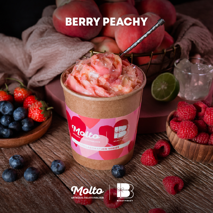 Molto X Beauty Boxy : Berry Peachy (ไอศกรีม ซอร์เบท์ Berry และ Peach 1 ถ้วย 16 oz.) - Molto premium Gelato
