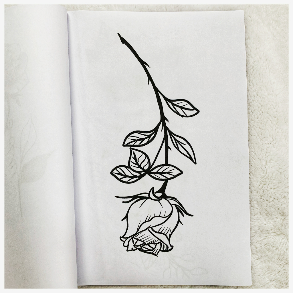 แบบลายสัก ลายดอกกุหลาบ A4 1เซต 40แผ่น ลายสัก ลายสัก ลายเส้นสัก แบบสักลายเส้น tattoo แทกทูรอยสัก ลายสัก แบบสักลาย