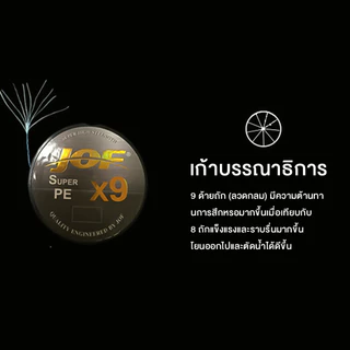 （จัดส่งจากประเทศไทย）สาย PE JOF X9 High Strength by JOF สายพีอีพรีเมี่ยม x9 ถัก9 100ม. (สีรุ้ง/สีดำ)