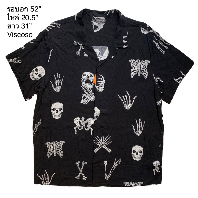 🌼มือ2🌼Divided by H&M ฮาวายลายโครงกระดูก พื้นดำ