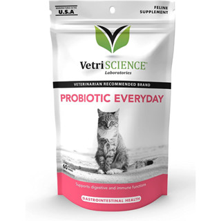 VetriScience Probiotic Everyday อาหารเสริม ปรับสมดุลลำไส้แมว ขับถ่ายเป็นปกติ  (60 เม็ดขนม)