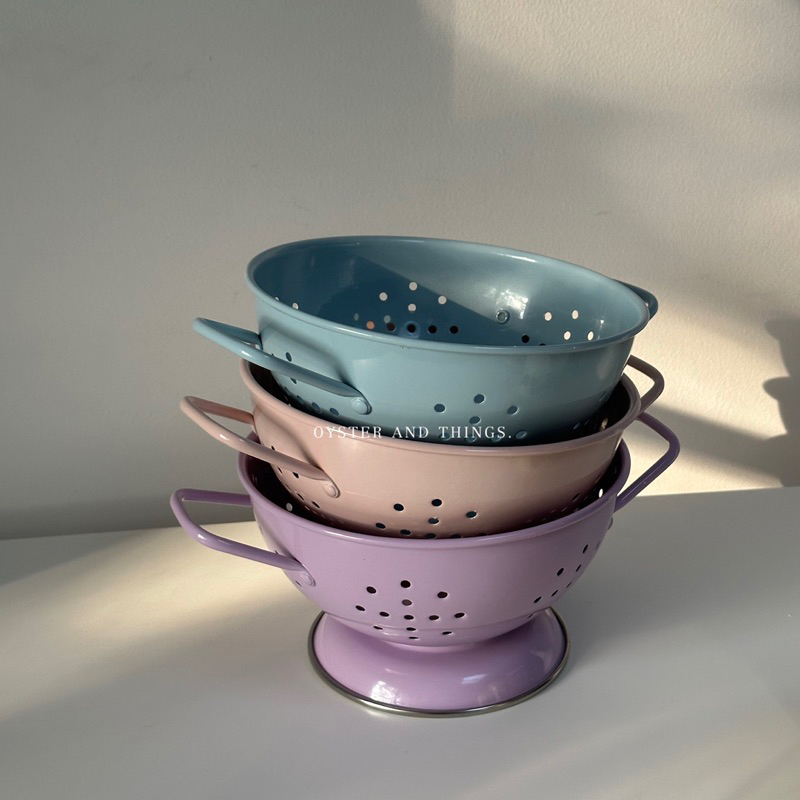 ตะแกรงenamelล้างผักและผลไม้ enamel sieve Oyster and Things