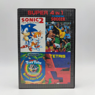 4 in 1 ตลับรวมเกม [bootleg] Sonic 2 - Tiny Toon - Soccer - TETRIS งานกล่องก๊อป MD Mega Drive เทสแล้ว เล่นได้ มีกล่องใสสว