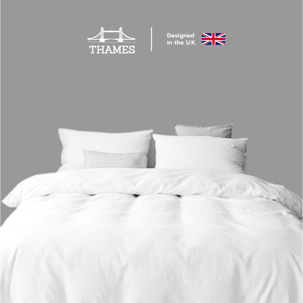 Thames Premium ผ้าปูที่นอน6ฟุต 3.5ฟุต ชุดเครืองนอนครบชุด 3.5ชิ้น/2ชิ้น 6ฟุต/3 ชิ้น Off-white Plant สีเทาอ่อน เทาเข้ม