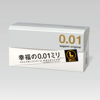 ถุงยางซากามิ 0.01 ขนาดใหญ่ 56mm Sagami Original 0.01 L size 56mm 1 กล่อง บรรจุ 10 ชิ้น ความบาง0.01 เบาบางที่สุดในโลก