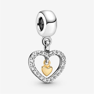 [พร้อมส่ง สินค้าแท้ 💯] Pandora Sparkling Double Heart Dangle Charm