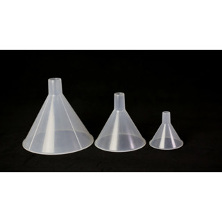 Powder Plastic PP Funnel แบบรูกว้าง กรวยกรองพลาสติก กรวยสำหรับผง เม็ด Lab Grade ทนสารเคมี/ร้อน/เย็น ยี่ห้อ Glassco