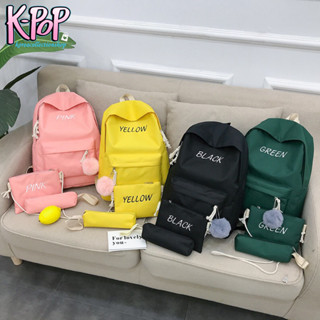 KOREA(KR895) กระเป๋าเป้เซ็ต3ใบ สกรีนอักษรสุดน่ารักสีสดใส