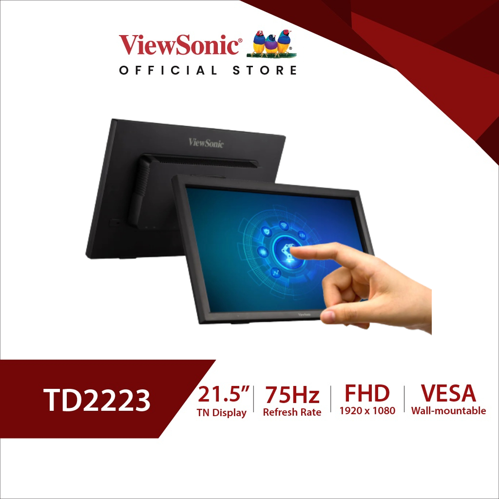 ViewSonic TD2223-2 (New) 22” IR Touch Monitor/21.5"/TN/75Hz/6.5ms(จอทัชสกรีน IR 10จุด)(จอสำหรับธุรกิจ)ประกัน 3 ปี Onsite