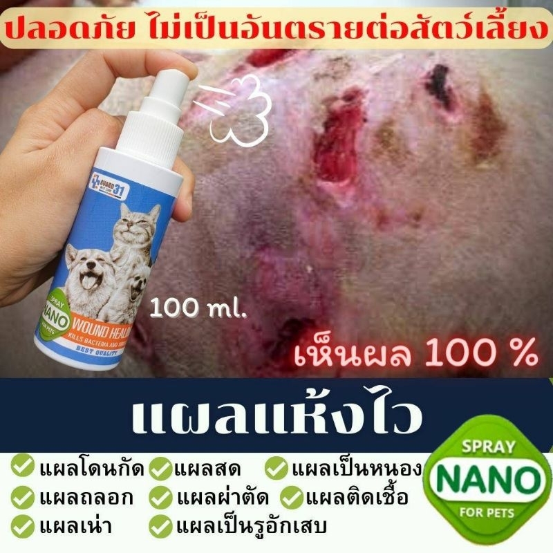 ส่งด่วน สเปรย์นาโน แผลแห้งไว โดนกัด ถลอก เป็นหนอง 100ml. เลียได้