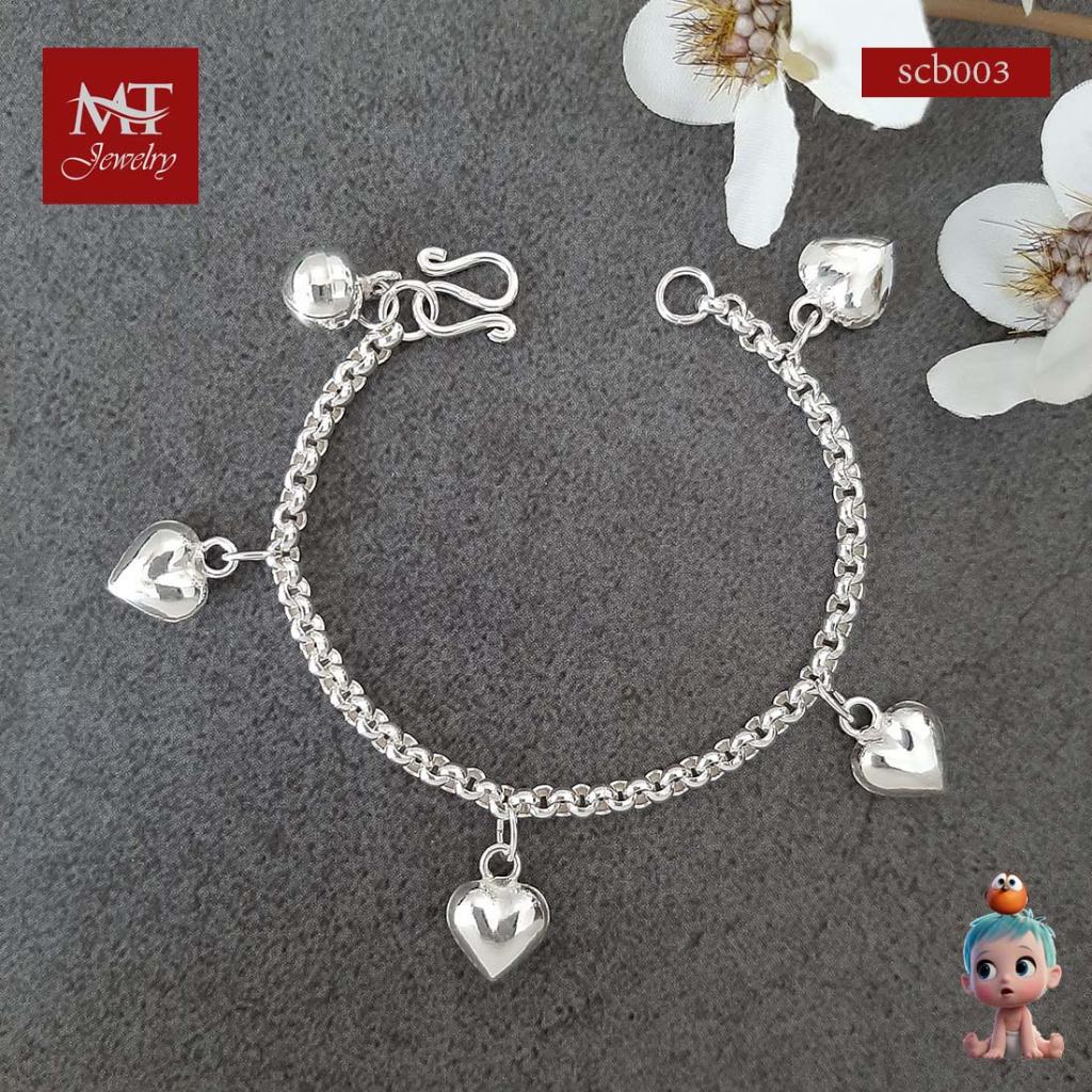 MT สร้อยข้อมือเด็กเงินแท้ รวมดีไซน์ ข้อมือ 13 4 15 ซม Children Bracelet (scbmix1) MT Jewelry - รูปที่ 6