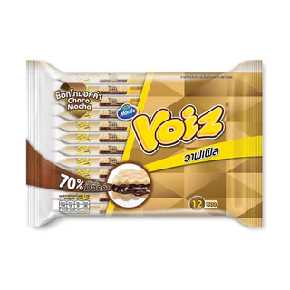 [3 แพ็ค] Voiz Waffle Choco Mocha Flavor วอยซ์ วาฟเฟิล ช็อกโกมอคค่า 21 กรัม 12 ซอง รวม 3 แพ็ค