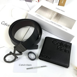 Cal//vin Klein Leather Belt &amp; Wallet Set Code:B1D120266 แบรนด์แท้ 100% งาน Outlet