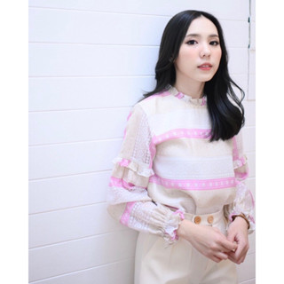 Prettythingonme🌹 Chiffon top สี Beige Pink - Freesize (ราคา shop 1,080)