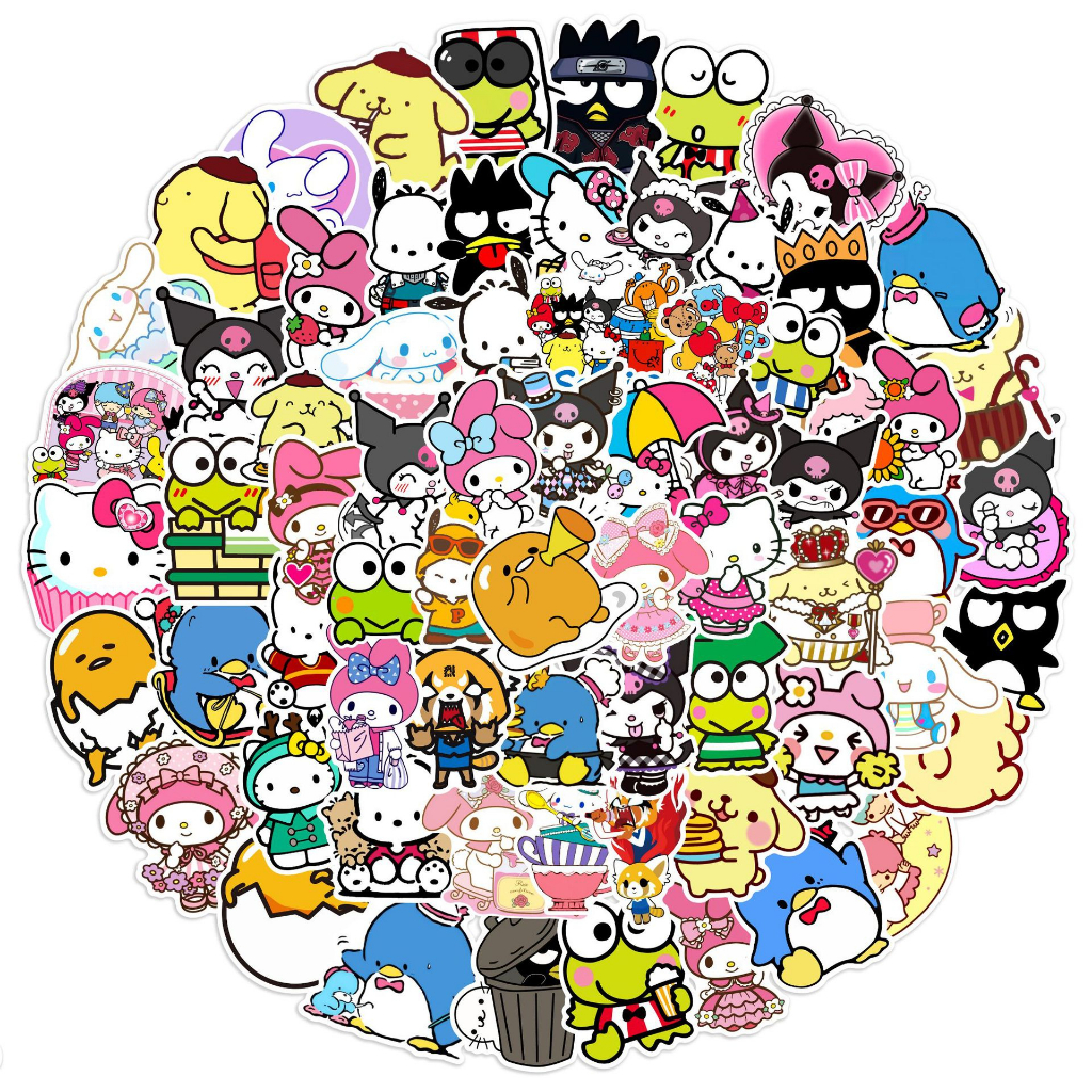 ✨พร้อมส่ง✨SANRIO My Melody KITTY ผสม sticker มาย เมโลดี้ สติกเกอร์กันน้ำรูปแบบที่แตกต่างกัน 100ชิ้น