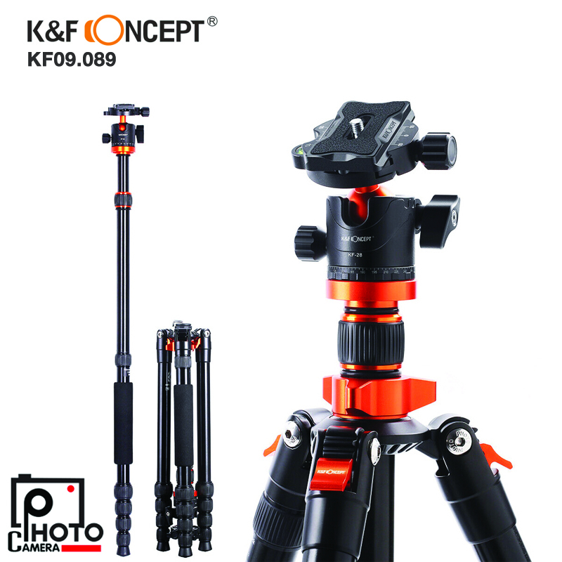 K&F Concept KF09.089V1 K254A3+BH-28L Aluminum Tripod ขาตั้งทำ Monopod ได้