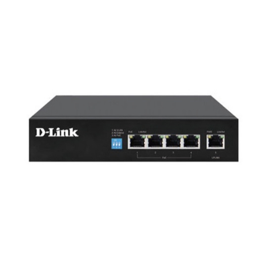 D-LINK DGS-F1005P-E 250m 4 Gigabit 10/100/1000 Port PoE with 1 uplink port power budget 60W for CCTV