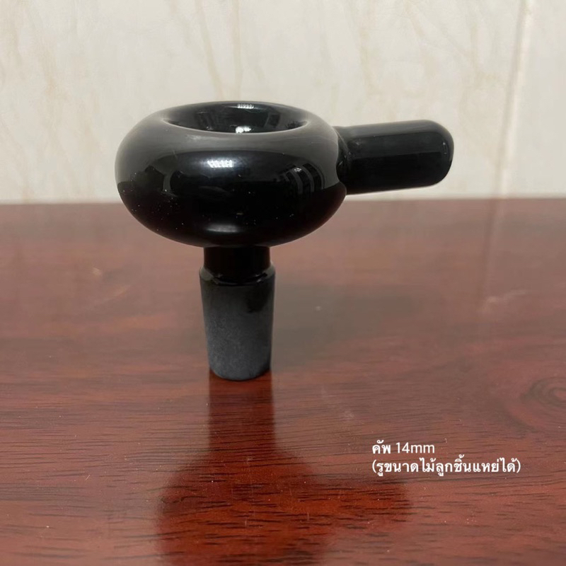 [ส่งจากไทย] คัพแก้วสีดำมีหู คัพ14mm โจ๋แก้ว ปิ๊ก (รูขนาดไม้ลูกชิ้นแหย่ได้พอดี) คัพแก้ว Stundenglass Gravity Bong