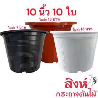 กระถาง 10 นิ้ว 10 ใบ (สีดำ สีขาว สีอิฐ)