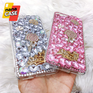 เคสเรียวมี/RealmeC11/C17/5 เคสมือถือคริสตัลหรูหรา ขอบนิ่มใสประดับเพชรอะไหล่อมยิ้ม candy  สีชมพู/สีขาว