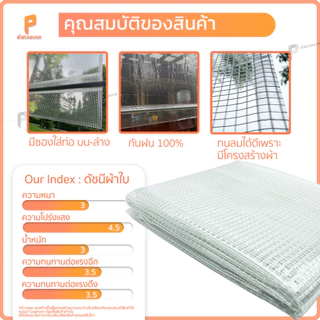 สั่งตัด| ผ้าใบกันสาดชักรอก PVCใสมีใยผ้า รุ่น Standard มีซองบน-ล่าง Covertech