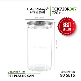 LAZ-Step กระป๋องพลาสติก PET กระป๋องฝาดึง ขนาด 720 ml. TCK720R307 บรรจุลังละ 90 ชุด ต้องปิดด้วยเครื่องปิดฝากระป๋อง