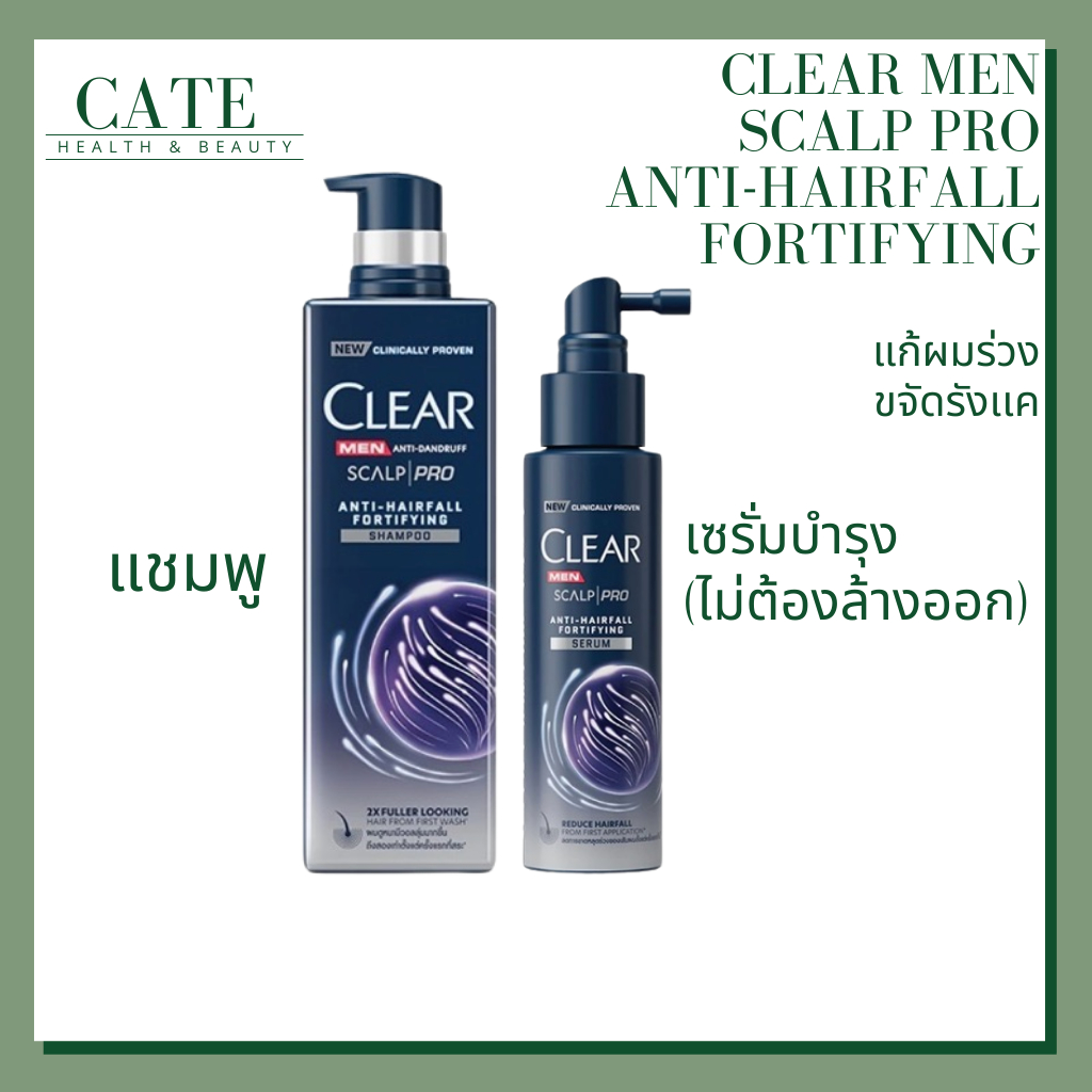 (แพ็คคู่) แชมพู+เซรั่ม Clear MEN Scalp Pro Anti-Hairfall เคลียร์ เมน สกาล์ปโปร แก้ผมร่วง ผมบาง