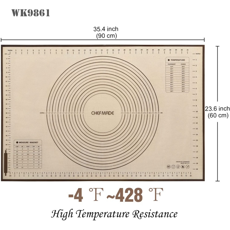 chefmade แผ่นซิลิโคนรองนวด รองอบ Silicone non-slip dough rolling and baking mat