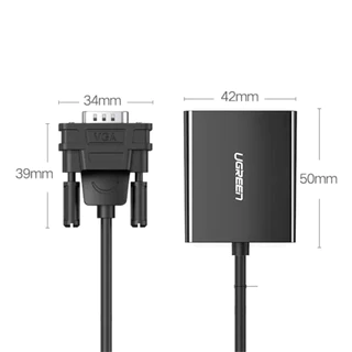 UGREEN รุ่น 50945 สาย VGA to HDMI สายสัญญาณ Adapter มีช่องเสียบ USB C และ AUX 3.5mm
