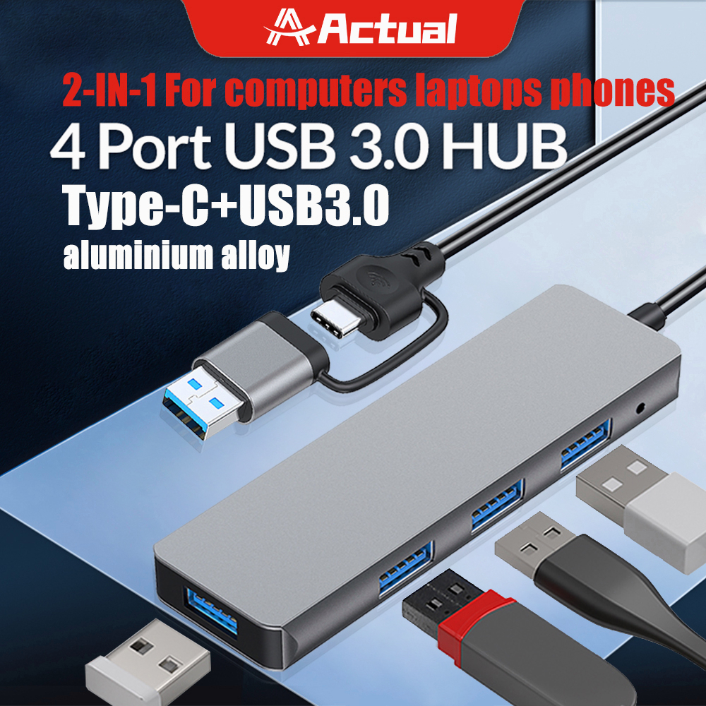 Actual ฮับเชื่อมต่ออุปกรณ์ USB 3.0 มี 4 ฮับ USB 3.0 HUB ความเร็วสูง สําหรับ Mac Pro Surface