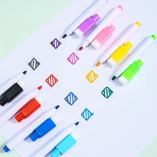 8สี ปากกาไวท์บอร์ด ฝาแม่เหล็ก+หัวแปรงลบ
