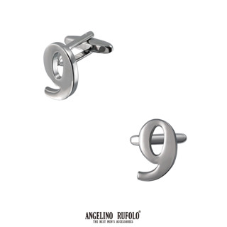 ANGELINO RUFOLO Cufflink(คัฟลิงค์) ดีไซน์ Number กระดุมข้อมือคัฟลิ้งโรเดียมคุณภาพเยี่ยม สีเงิน