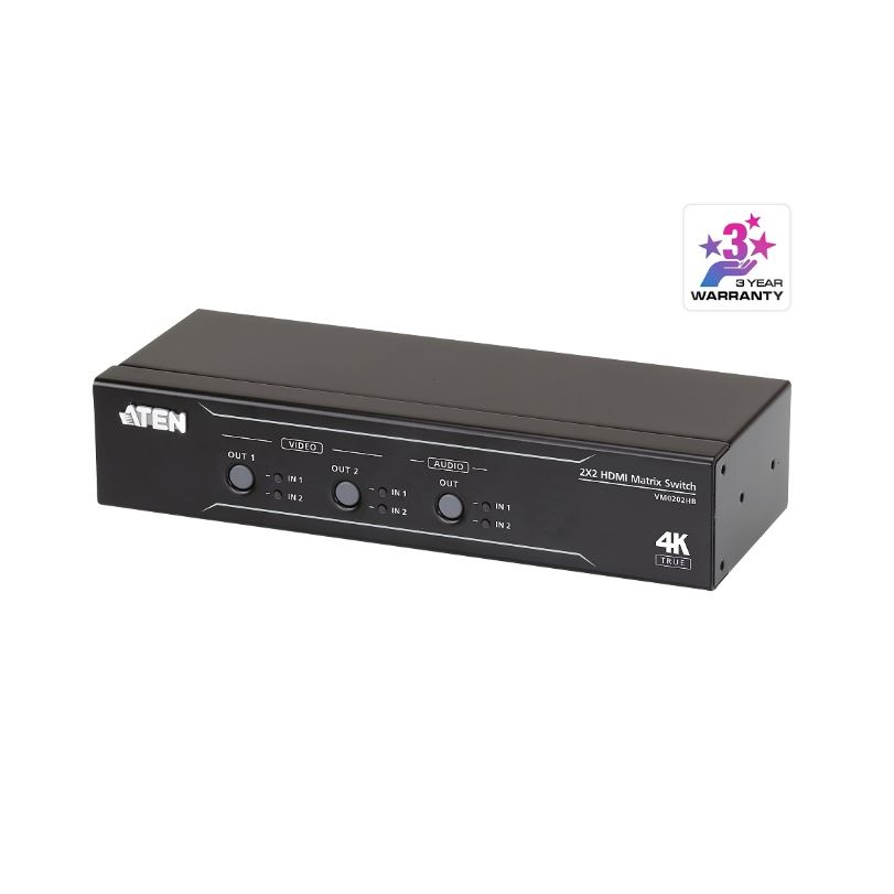 ATEN 2 X 2 TRUE 4K HD MATRIX SWITCH WITH AUDIO DE-EMBEDDER รุ่น VM0202HB