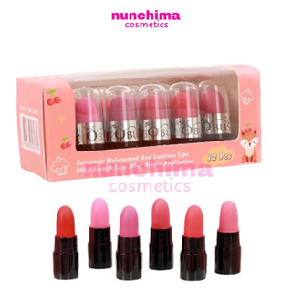 OB-1244N OBUSE Mini Lipstick Moisturized โอบิวซ์ ลิปจิ๋ว 12 ชิ้น 12 สี