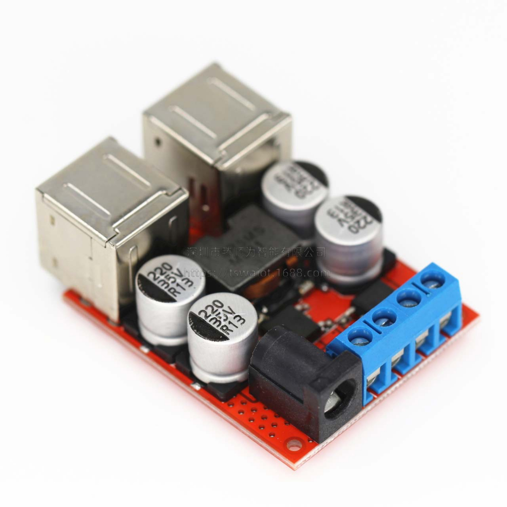 🇹🇭 โมดูลแปลงไฟ 8-35V เป็น 5V แบบ USB 4 พอร์ท กระแสสูงสุด 8A Step down 8-35V to 5V 8A 4 USB buck converter โมดูลชาร์จ