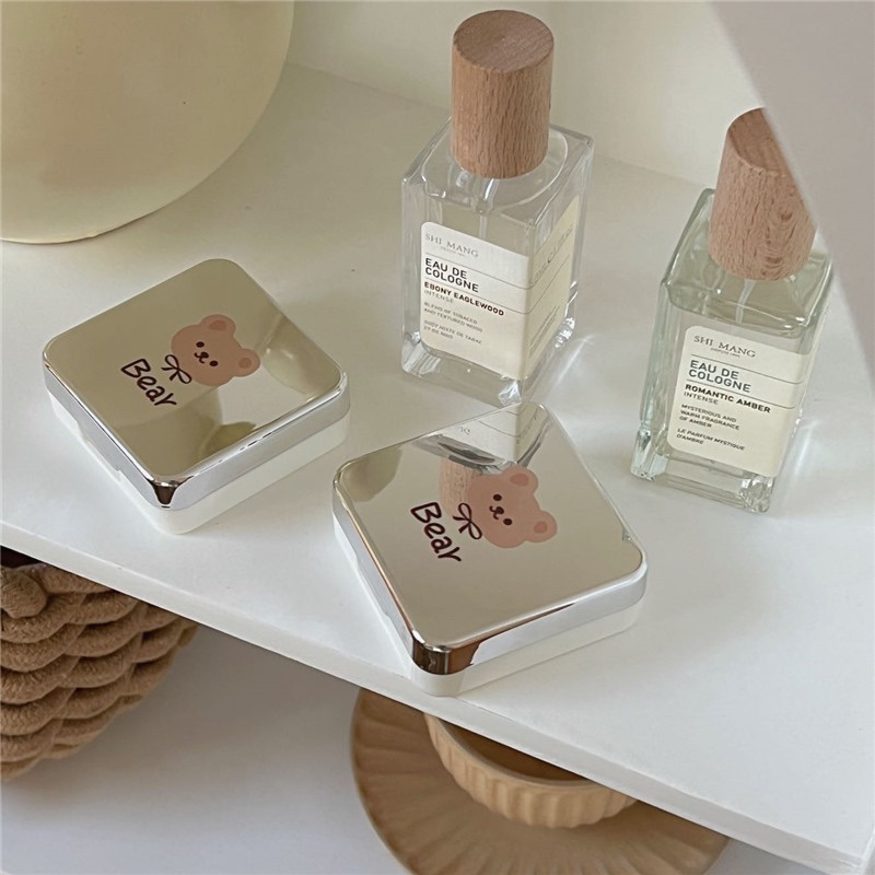 blinkgirl 〰️ พร้อมส่ง 🧸 ตลับใส่คอนแทคเลนส์ มีกระจกด้วยน้า ลายหมีการ์ตูนน่ารัก ขนาด 6.2*6.2cm ตลับใส่