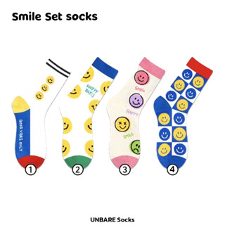 Smile Set socks 🇰🇷 ถุงเท้าลายยิ้ม ถุงเท้านำเข้าจากเกาหลี ลิขสิทธิ์แท้ Kikiya