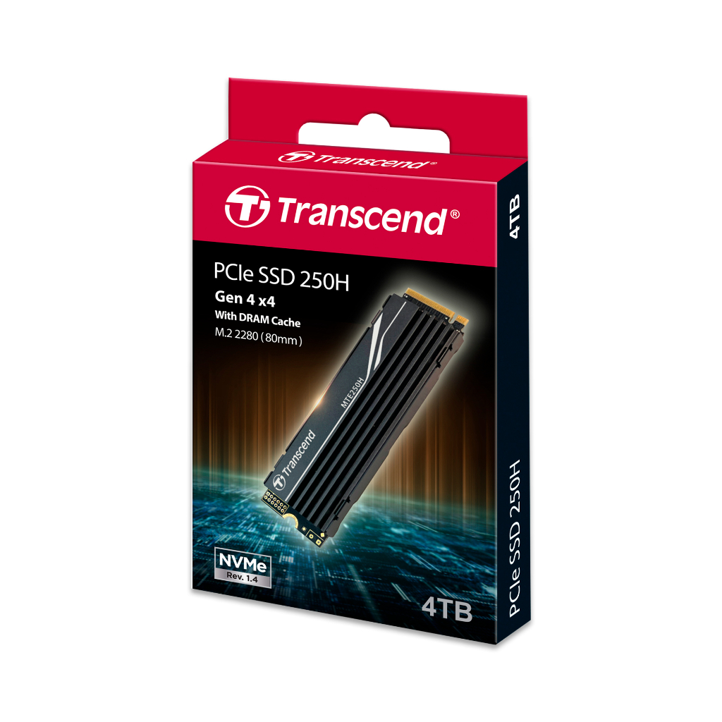 Transcend PCIe M.2 SSD 4TB:MTE250H:Gen 4X4 for PS5รับประกัน 5 ปี หรือรับประกันไม่เกิน 3120 TBW มีใบกำกับภาษี TS4TMTE250H