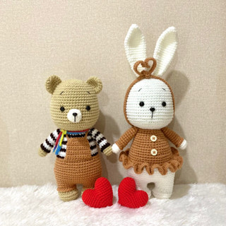 ตุ๊กตา ตุ๊กตาถักไหมพรม กระต่าย หมี งานฝีมือ handmade โครเชต์ Crochet