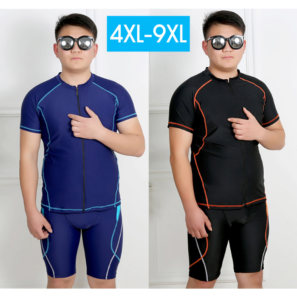 ชุดว่ายน้ำชายไซส์ใหญ่ 4XL-9XL เสื้อว่ายน้ำผู้ชาย กางเกงว่ายน้ำชายไซส์ใหญ่ สีน้ำเงิน / สีดำ