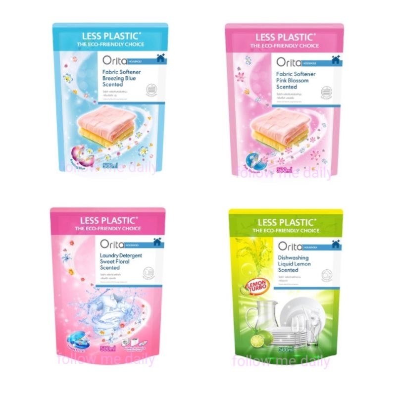 Orita แบบถุงเติม น้ำยาซักผ้า , น้ำยาปรับผ้านุ่ม , น้ำยาล้างจาน 500 มล โอริต้า วัตสัน watsons รุ่นประ