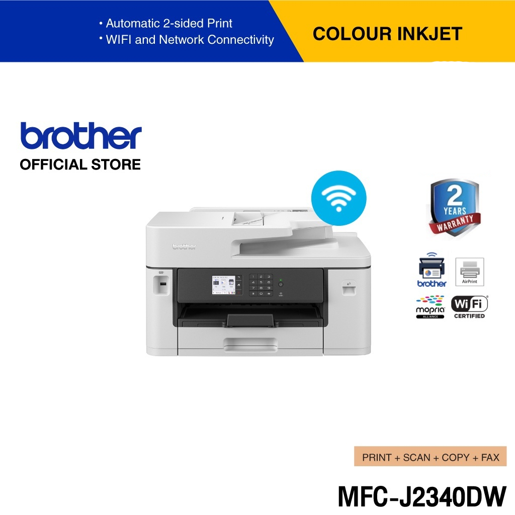 Brother Printer MFC-J2340DW Inkjet Multi-Function ปริ้นเตอร์ อิงค์เจ็ท (พิมพ์,สแกน,ถ่ายเอกสาร,Fax) พิมพ์ 2หน้าอัตโนมัติ