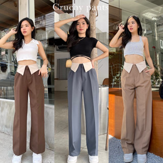 Cruchy pants กางเกงพับเอว ทรงกระบอก 3 สี