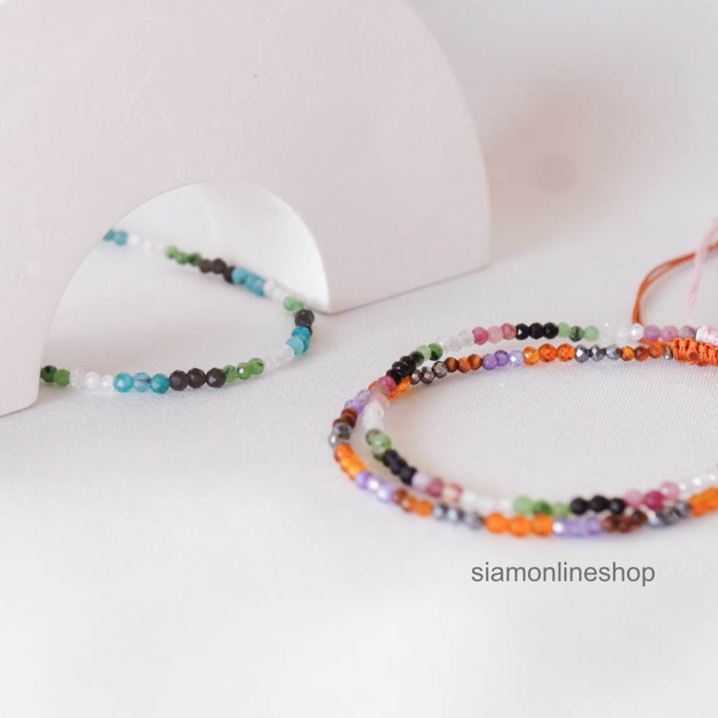 Minimalist bracelet – Birthstone หินประจำวันเกิด ขนาด 2 มม. สร้อยข้อมือ เชือกถัก by siamonlineshop ราคา ถูกที่สุด ดีลบีเคเค แกลเลอรีภาพที่ 2