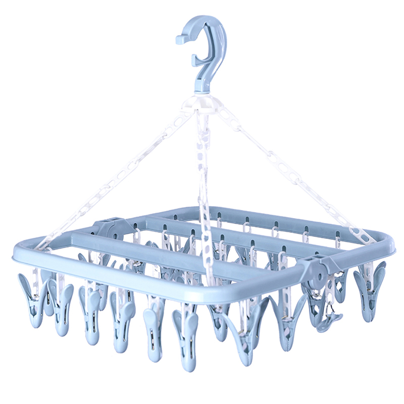 ตากผ้าเหลี่ยม พับได้ ที่แขวนห่วงหนีบผ้าพลาสติก แขวนได้ทั้งผ้าเปียก ตากชุดชั้นใน ถุงเท้า Socks Hanger