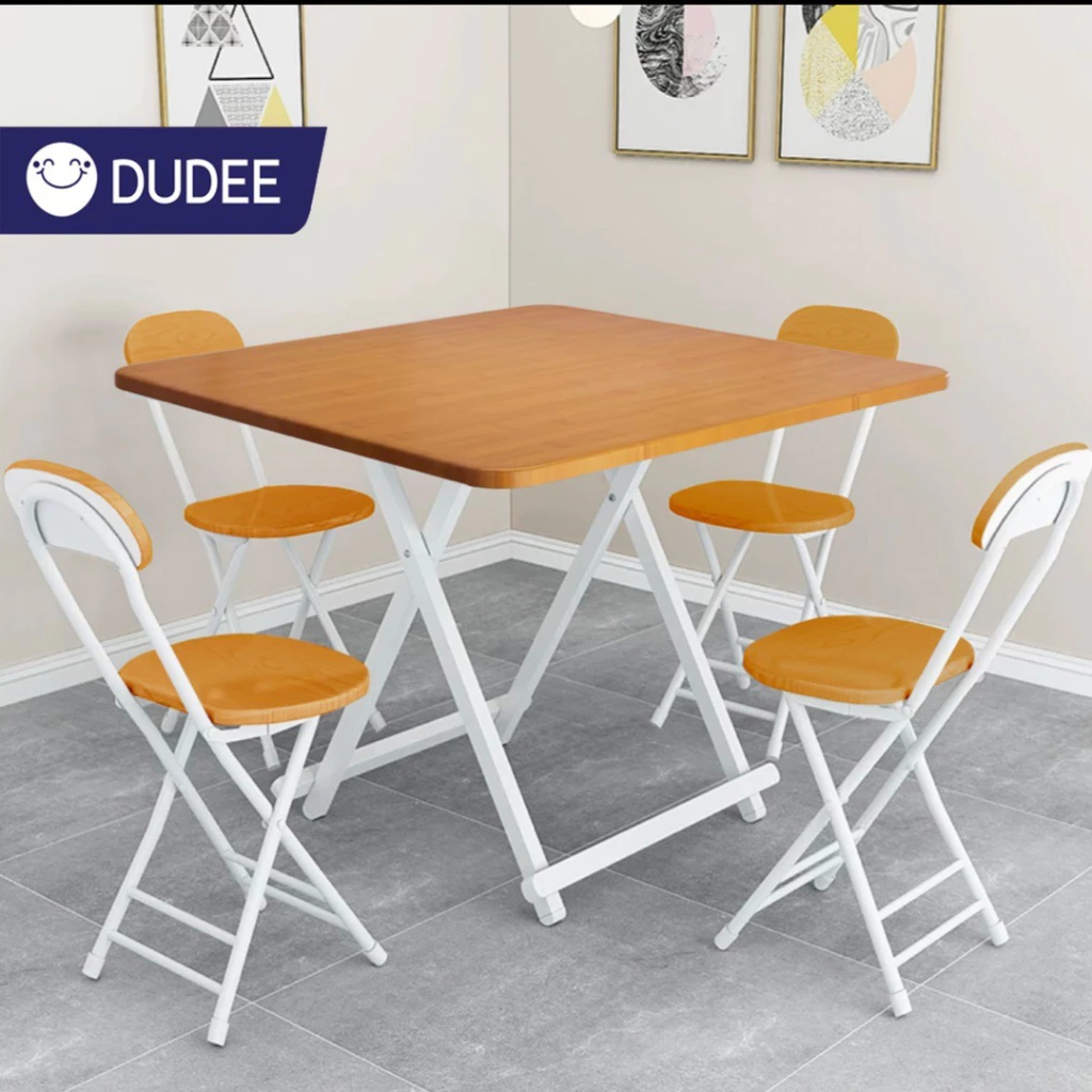 DUDEE ชุดโต๊ะ พร้อมเก้าอี้ โต๊ะทานข้าวพับเก็บ ZDZ-2 ขนาด 80x80 cm.มีให้เลือก 3 สี