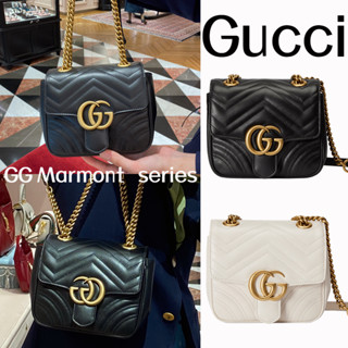 กุชชี่  GUCCI  GG Marmont series กระเป๋าสะพายมินิผ้าควิลท์/กระเป๋าผู้หญิง/กระเป๋าร่อซู้ล/สไตล์ล่าสุด/ตัวแทนจัดซื้อของแท้