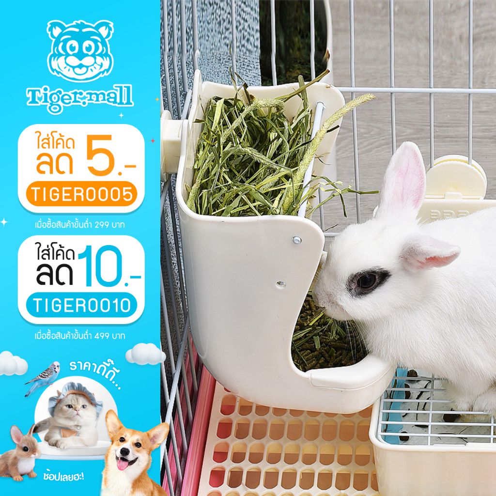 พร้อมส่ง รางใส่หญ้ากระต่าย รางใส่หญ้า สำหรับกระต่าย รุ่นหูกระต่าย ใส่ได้ทั้งหญ้าและอาหารเม็ด