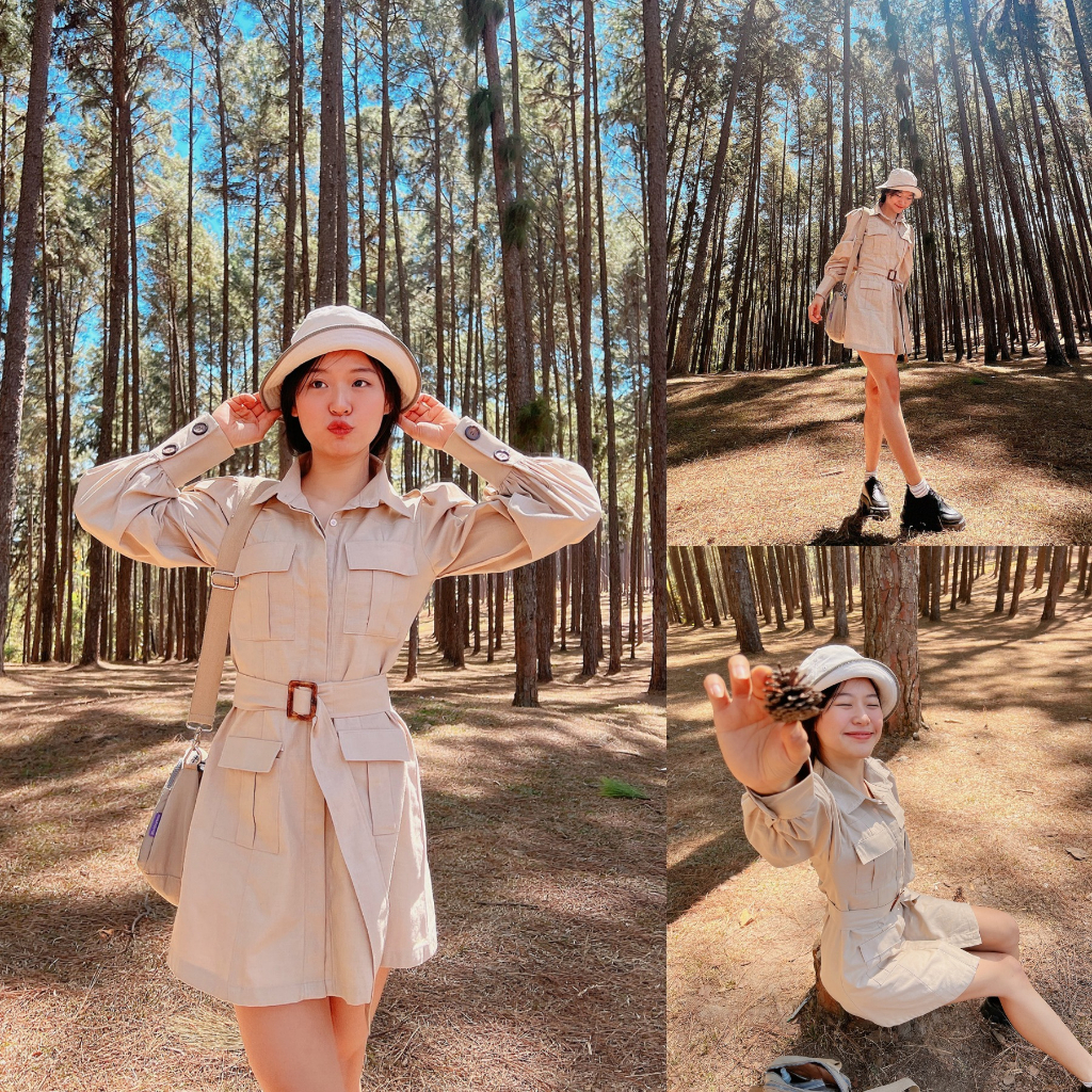 ขาว/เบจ/ชมพู/กากี 🦒 SLYQ MADE SAFARI BELTED COTTON MIDI DRESS เดรสผ้าคอตตอนแขนยาวมีเข็มขัด