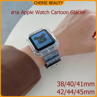 การ์ตูนพิมพ์สายซิลิโคนอ่อนสำหรับ iWatch Series 8 7 6 SE 5 4 3 2 1 สายซิลิโคน 38 40 41 42 44 45mm